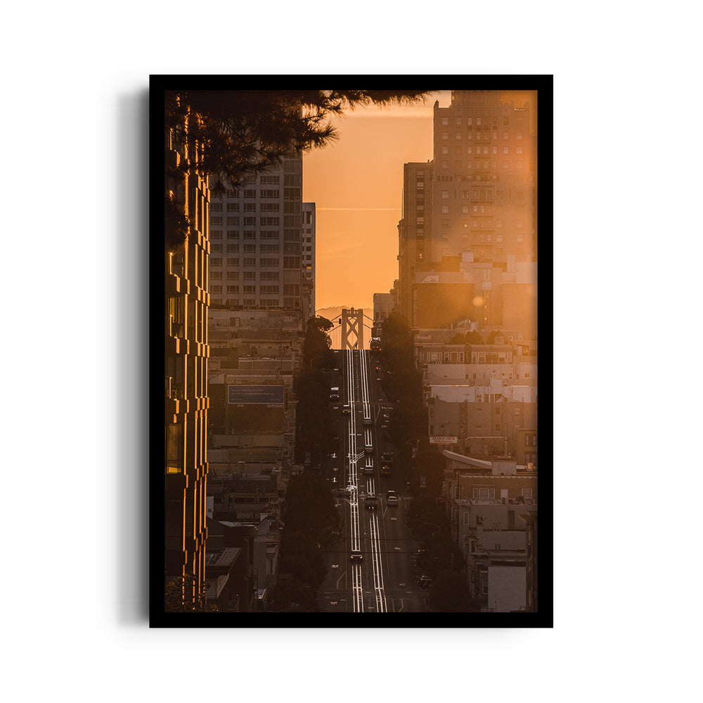 Golden Hour City Street – Sunset Urban Wall Art