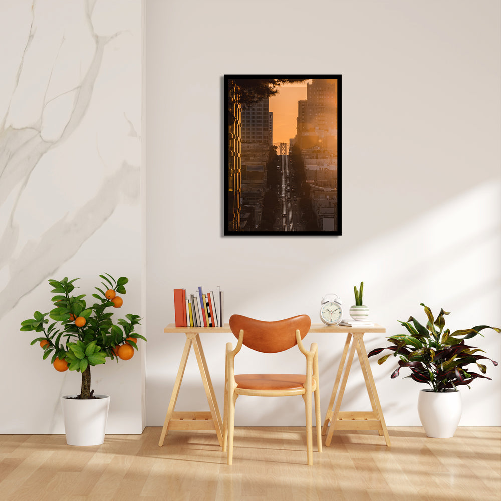 Golden Hour City Street – Sunset Urban Wall Art