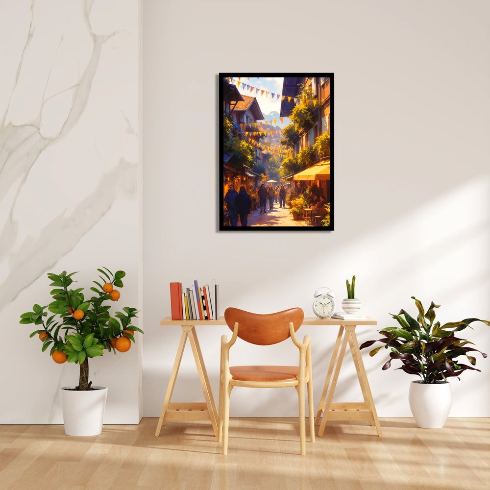 Golden Market Street - City Wall Art - Pillow Fights