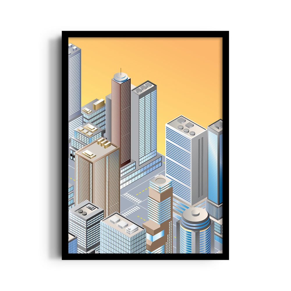 Golden Metro Heights - City Wall Art - Pillow Fights