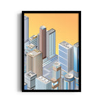 Golden Metro Heights - City Wall Art - Pillow Fights