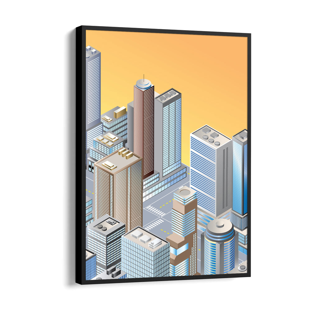 Golden Metro Heights - City Wall Art - Pillow Fights