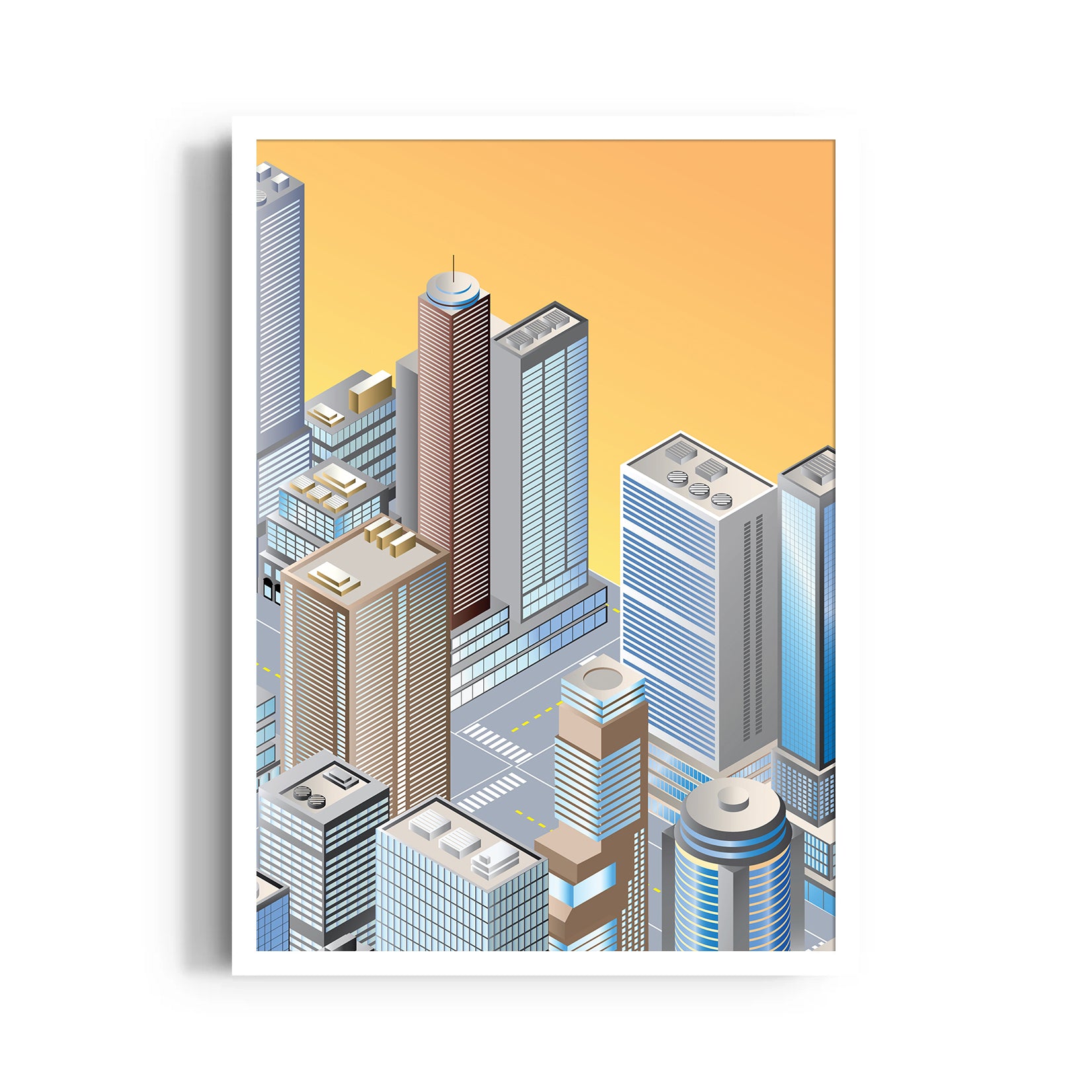 Golden Metro Heights - City Wall Art