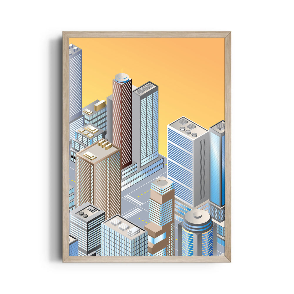 Golden Metro Heights - City Wall Art - Pillow Fights
