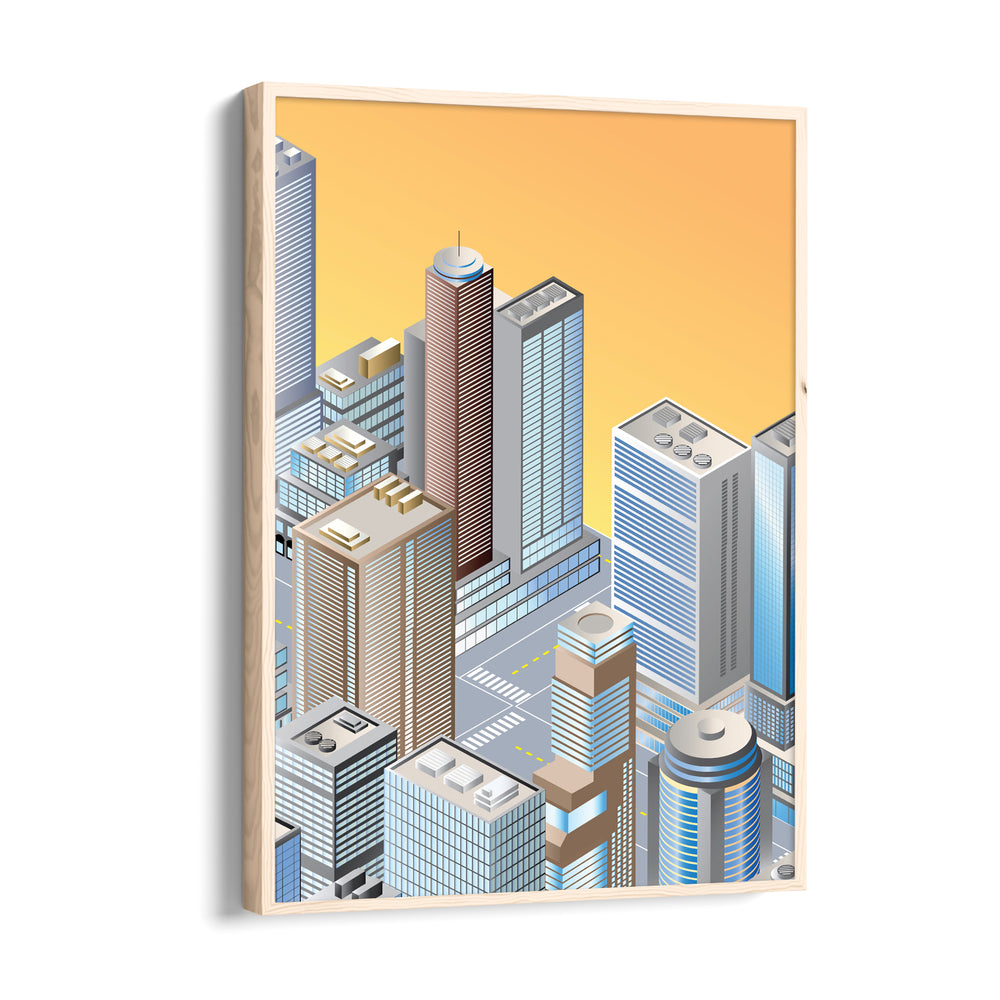Golden Metro Heights - City Wall Art - Pillow Fights