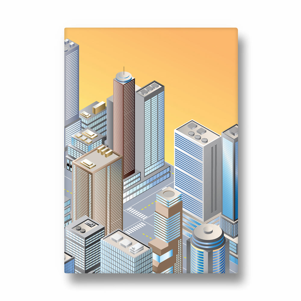 Golden Metro Heights - City Wall Art - Pillow Fights