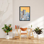 Golden Metro Heights - City Wall Art - Pillow Fights