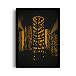 Golden Midnight Skyline - City Wall Art - Pillow Fights