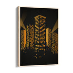 Golden Midnight Skyline - City Wall Art - Pillow Fights