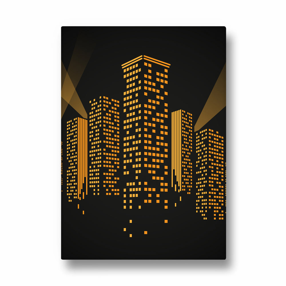 Golden Midnight Skyline - City Wall Art - Pillow Fights
