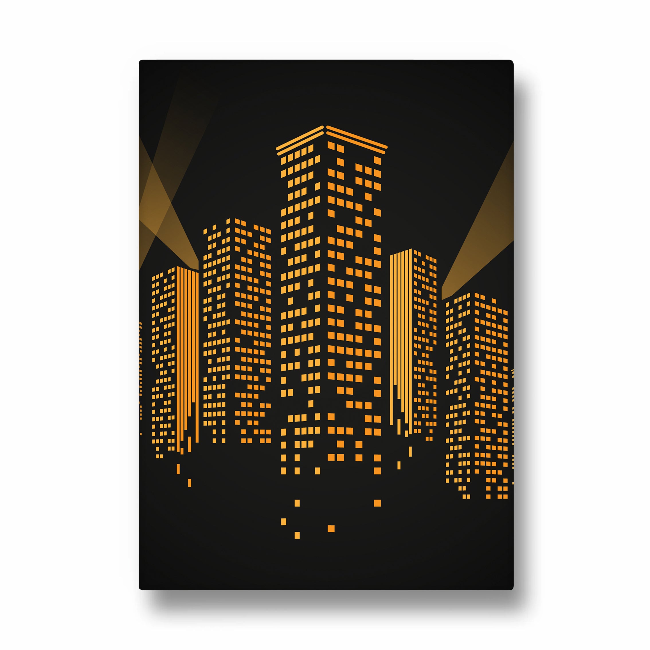 Golden Midnight Skyline - City Wall Art