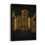 Golden Midnight Skyline - City Wall Art - Pillow Fights