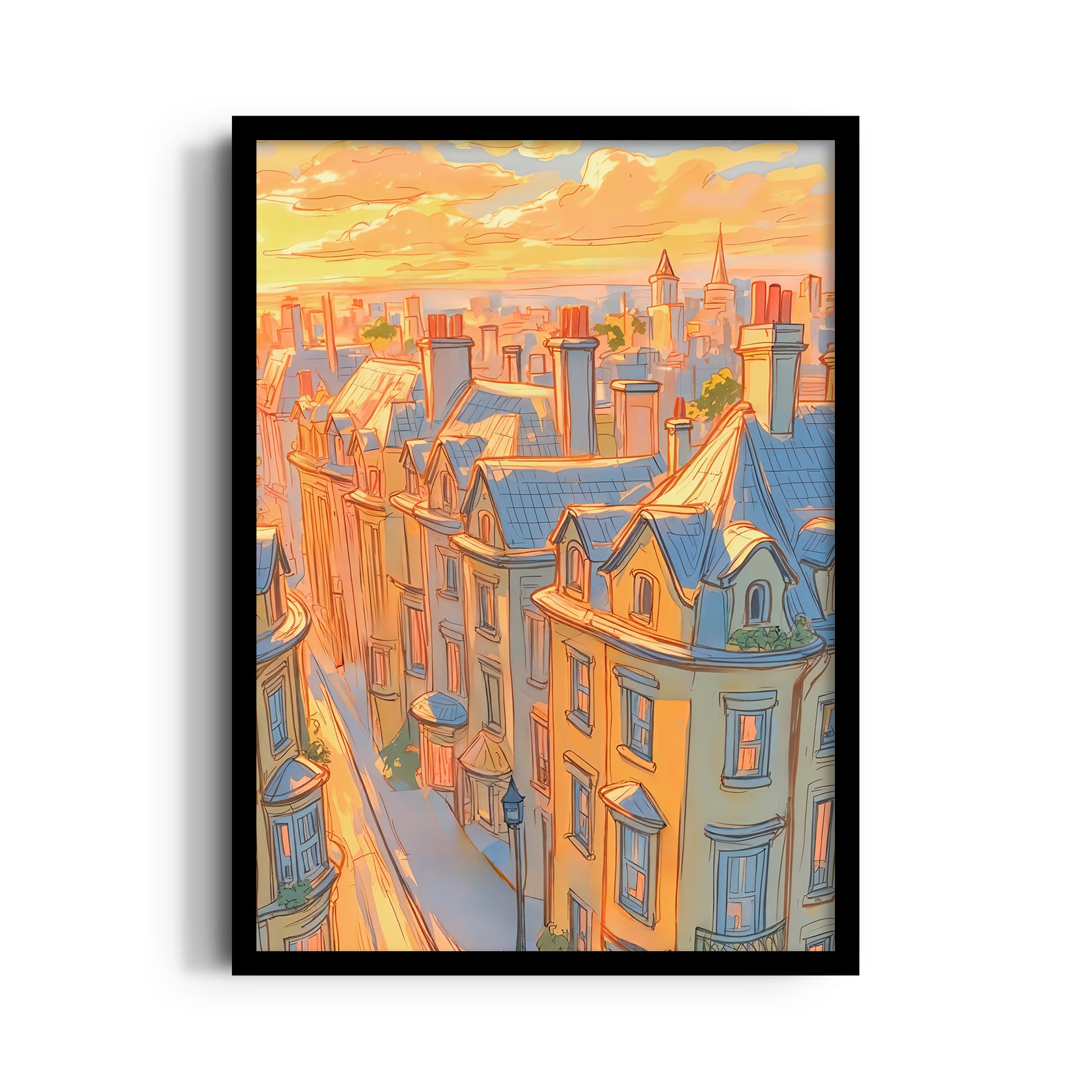 Golden Paris Rooftops - City Wall Art