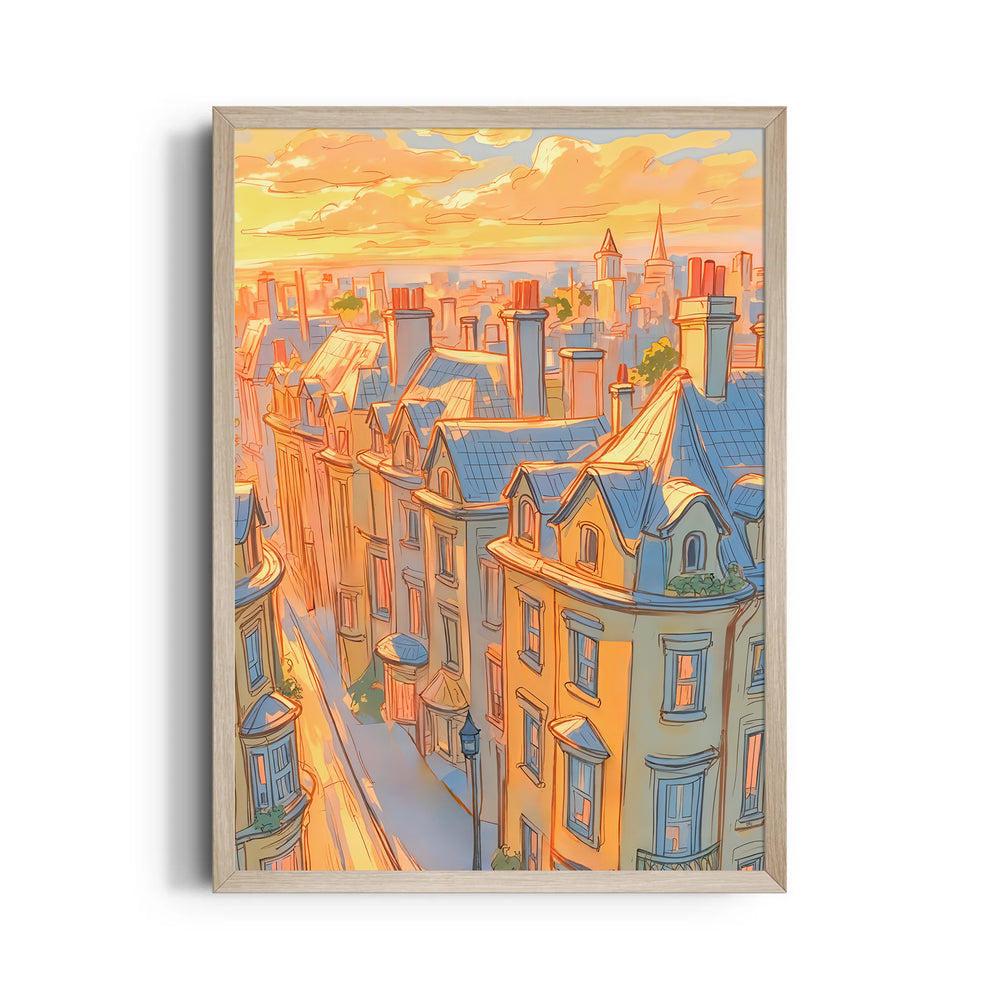 Golden Paris Rooftops - City Wall Art