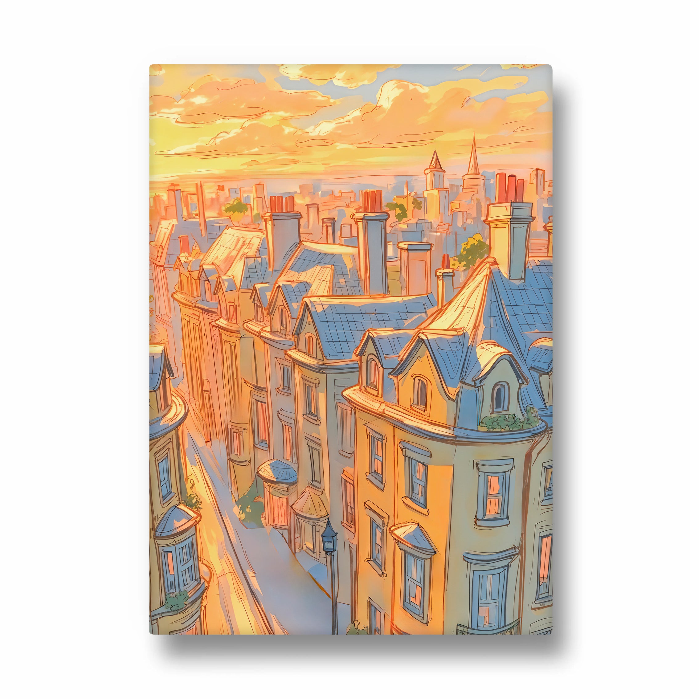 Golden Paris Rooftops - City Wall Art