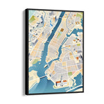 Golden Waterfront Grid - street map wall art