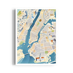 Golden Waterfront Grid - street map wall art