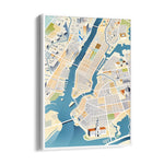 Golden Waterfront Grid - street map wall art