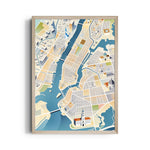 Golden Waterfront Grid - street map wall art