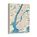 Golden Waterfront Grid - street map wall art