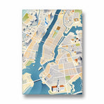 Golden Waterfront Grid - street map wall art