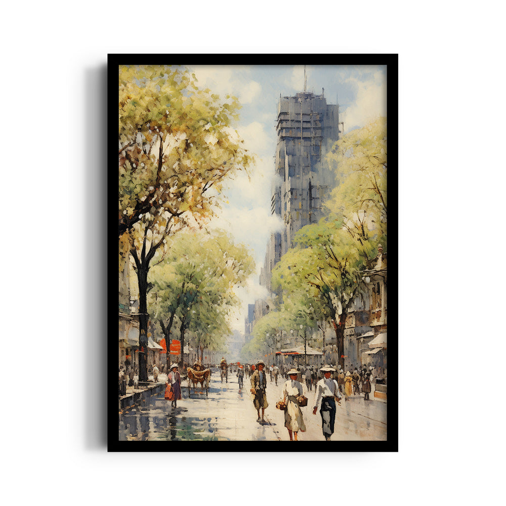Impressionist City Promenade - City Wall Art