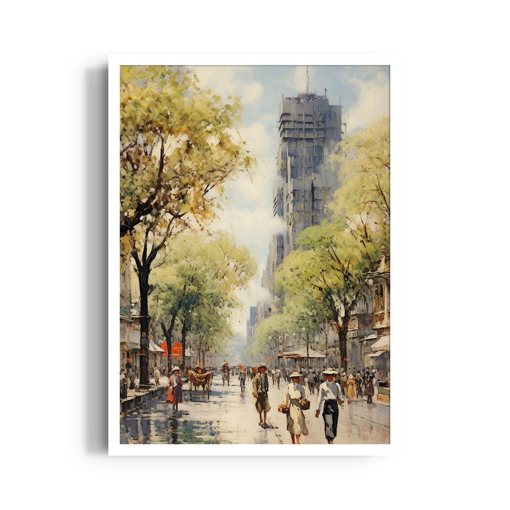 Impressionist City Promenade - City Wall Art