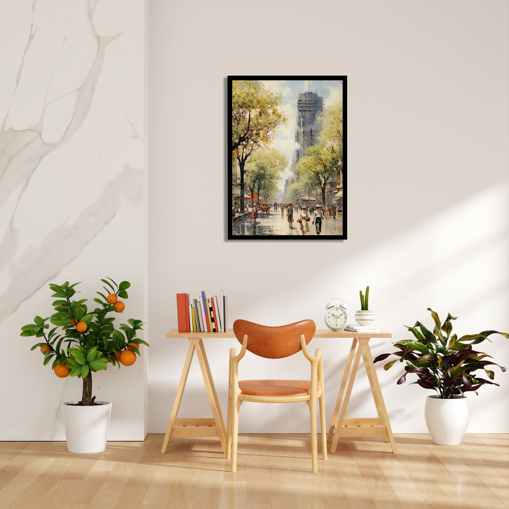 Impressionist City Promenade - City Wall Art