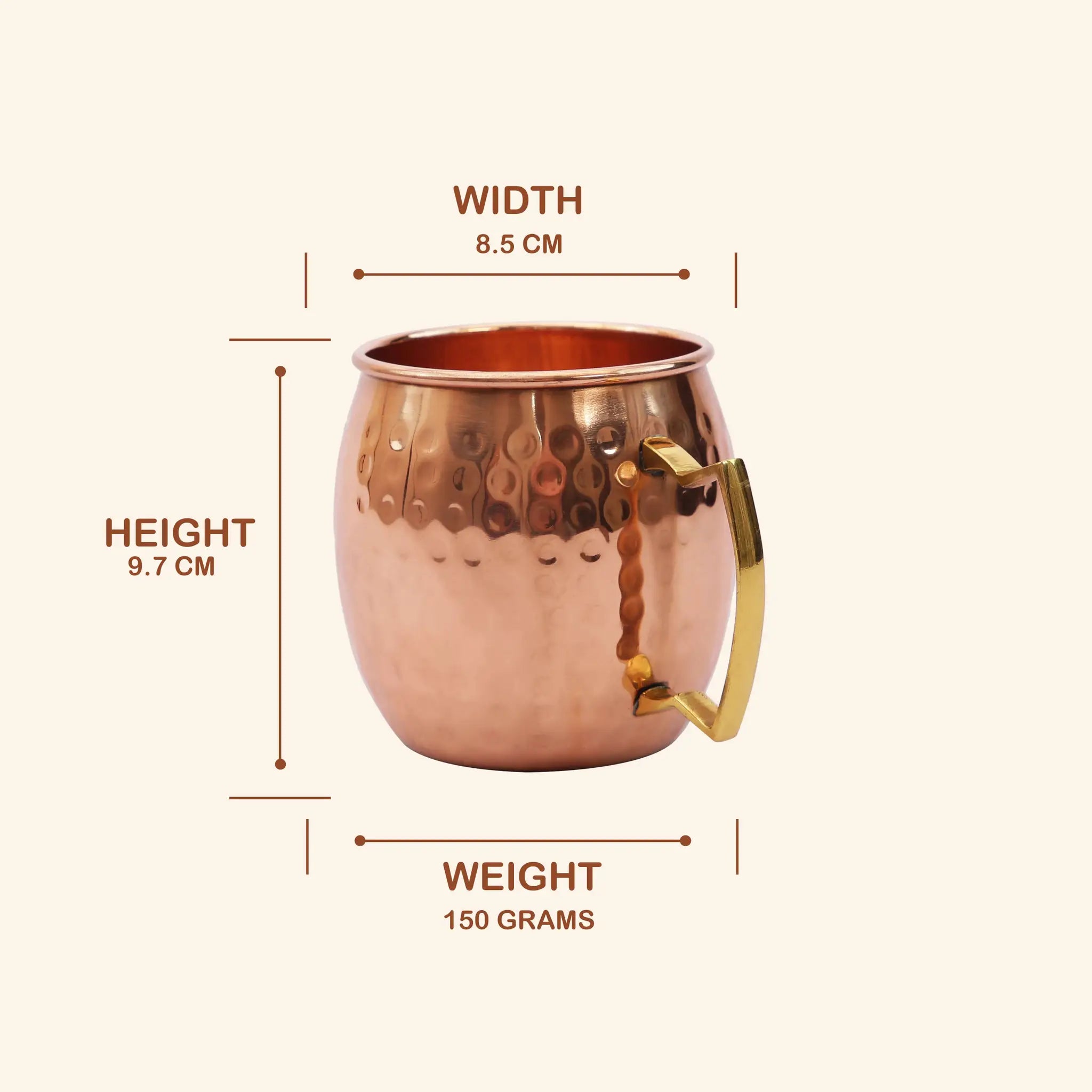 Classic Hammered Copper Moscow Mule Mug