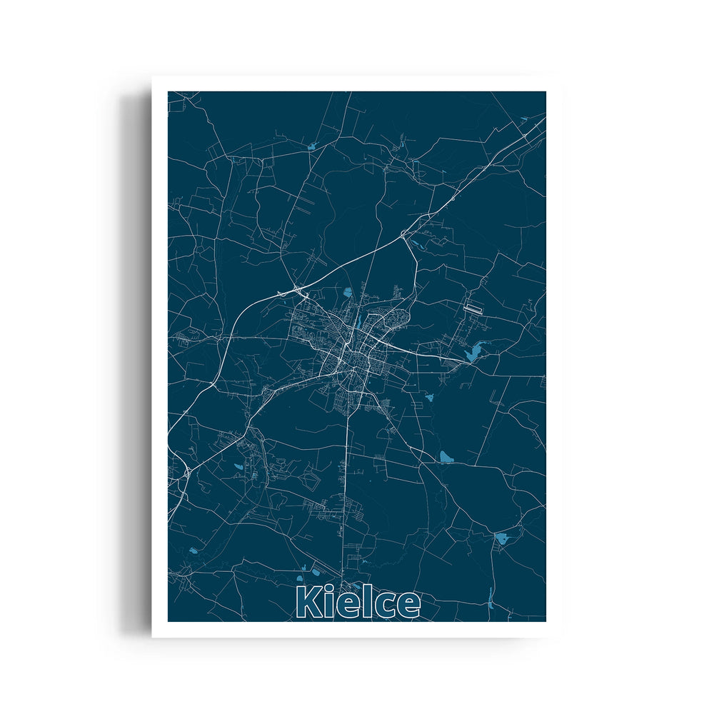 Kielce Midnight Routes - street map wall art