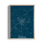 Kielce Midnight Routes - street map wall art