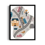 Little Town Roads - Street Map Wall Art