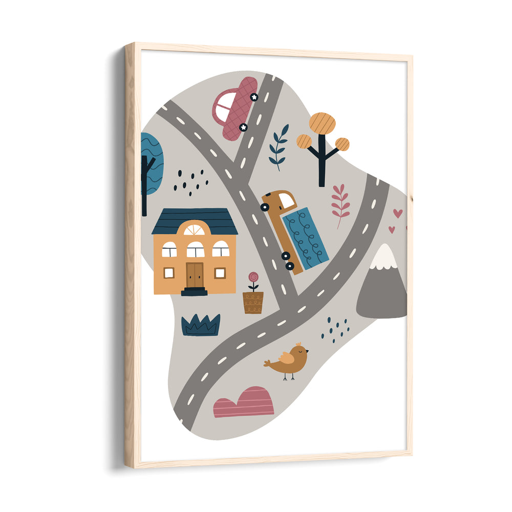 Little Town Roads - Street Map Wall Art