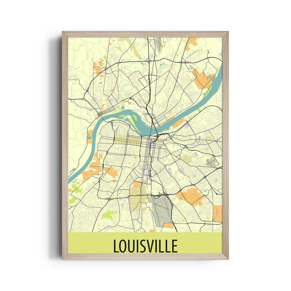 Louisville River Grid - street map wall art