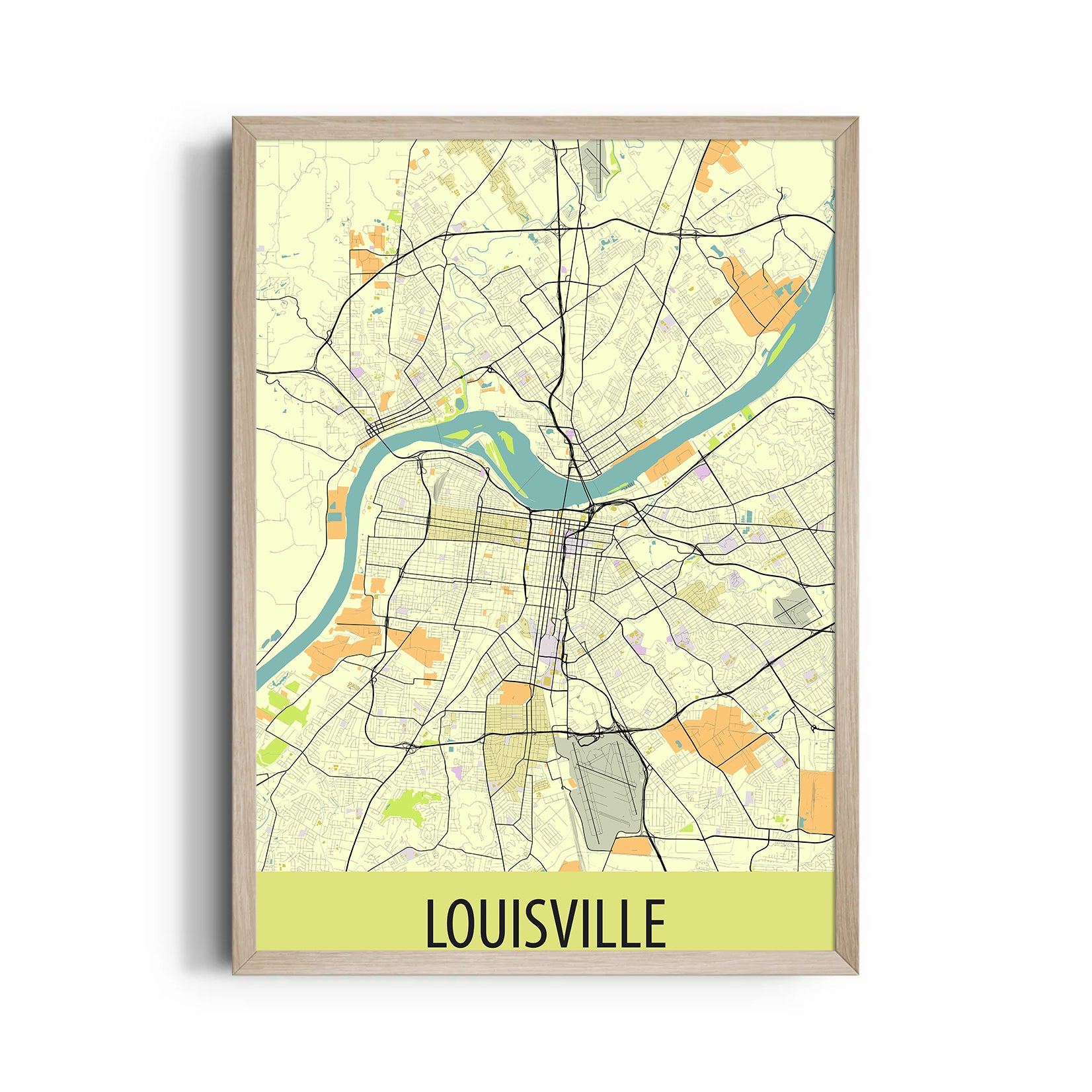 Louisville River Grid - street map wall art