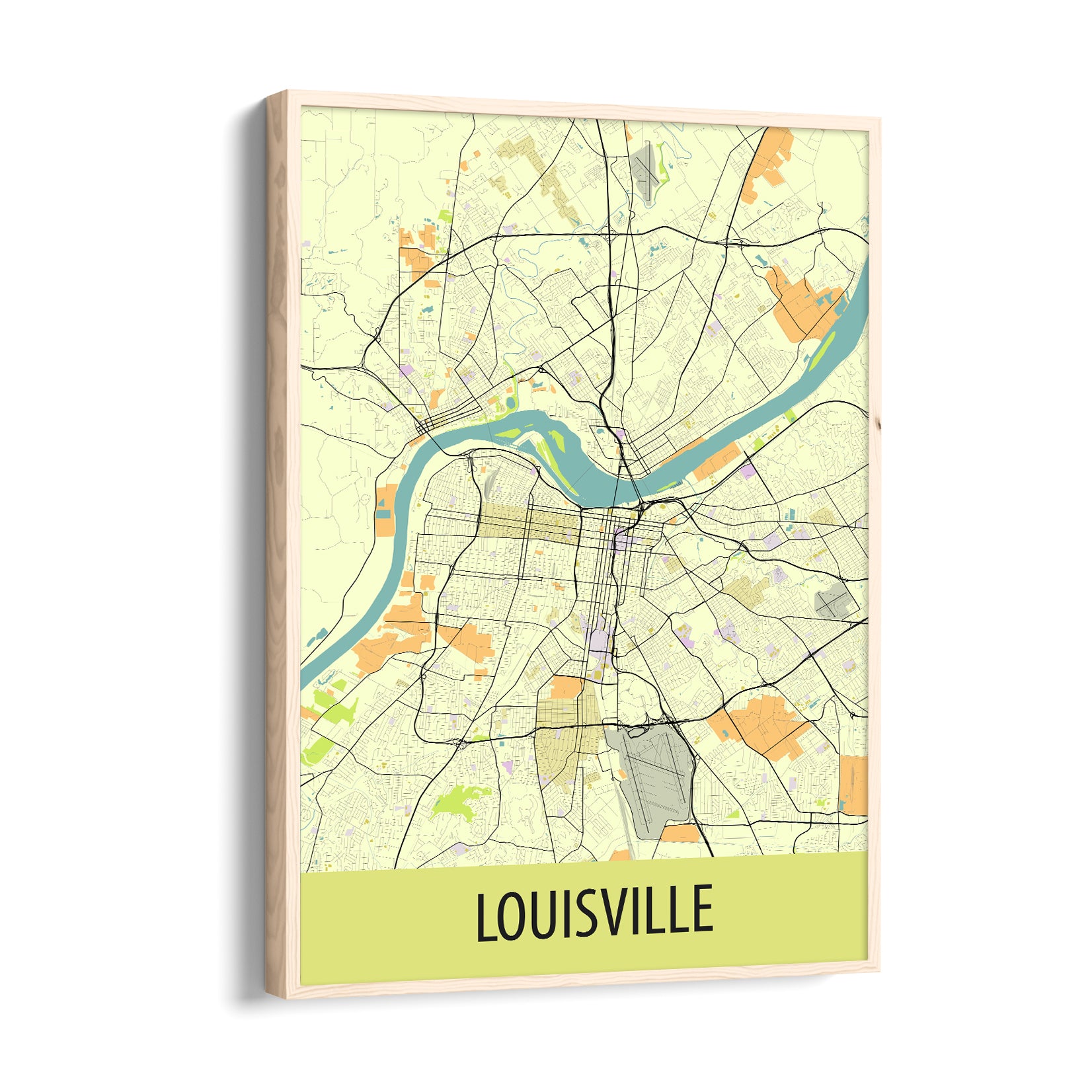 Louisville River Grid - street map wall art