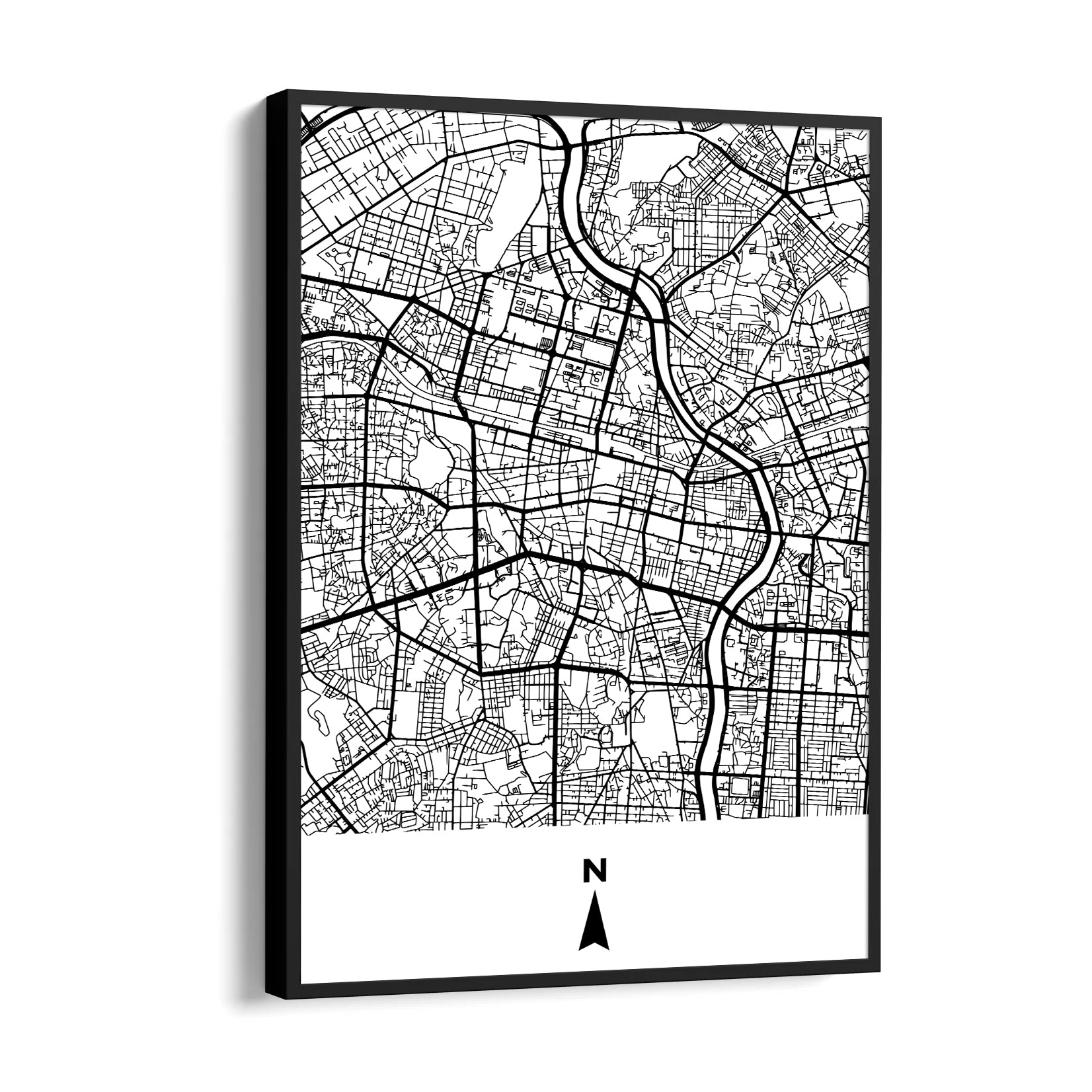 Metropolitan River Grid - street map wall art