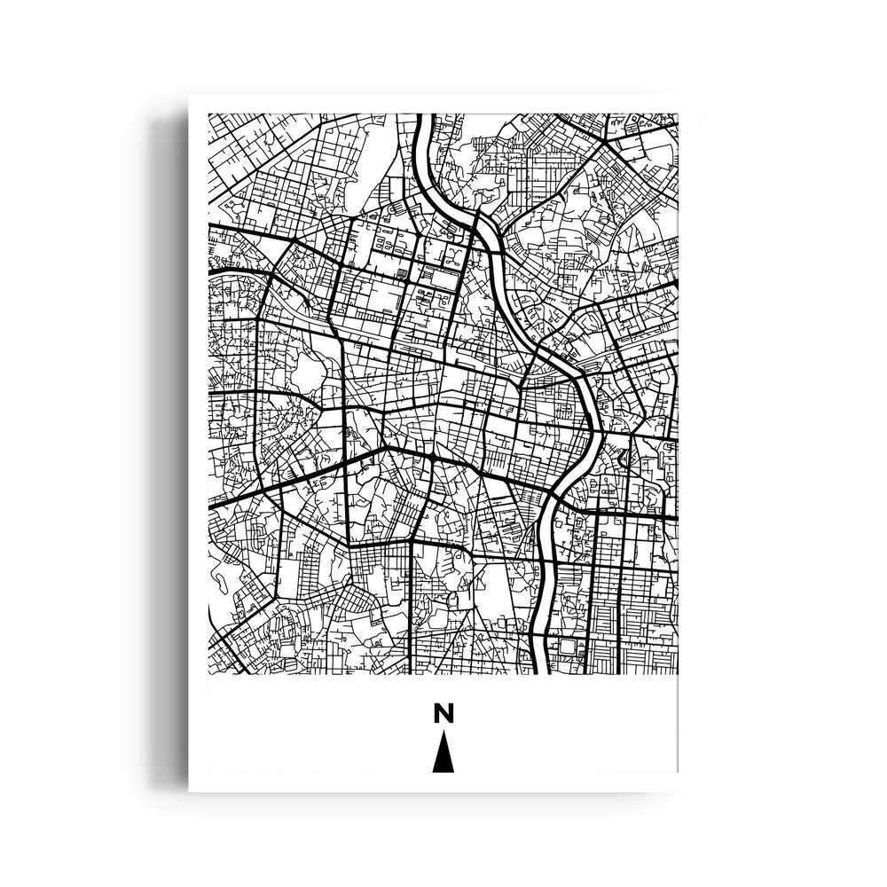 Metropolitan River Grid - street map wall art