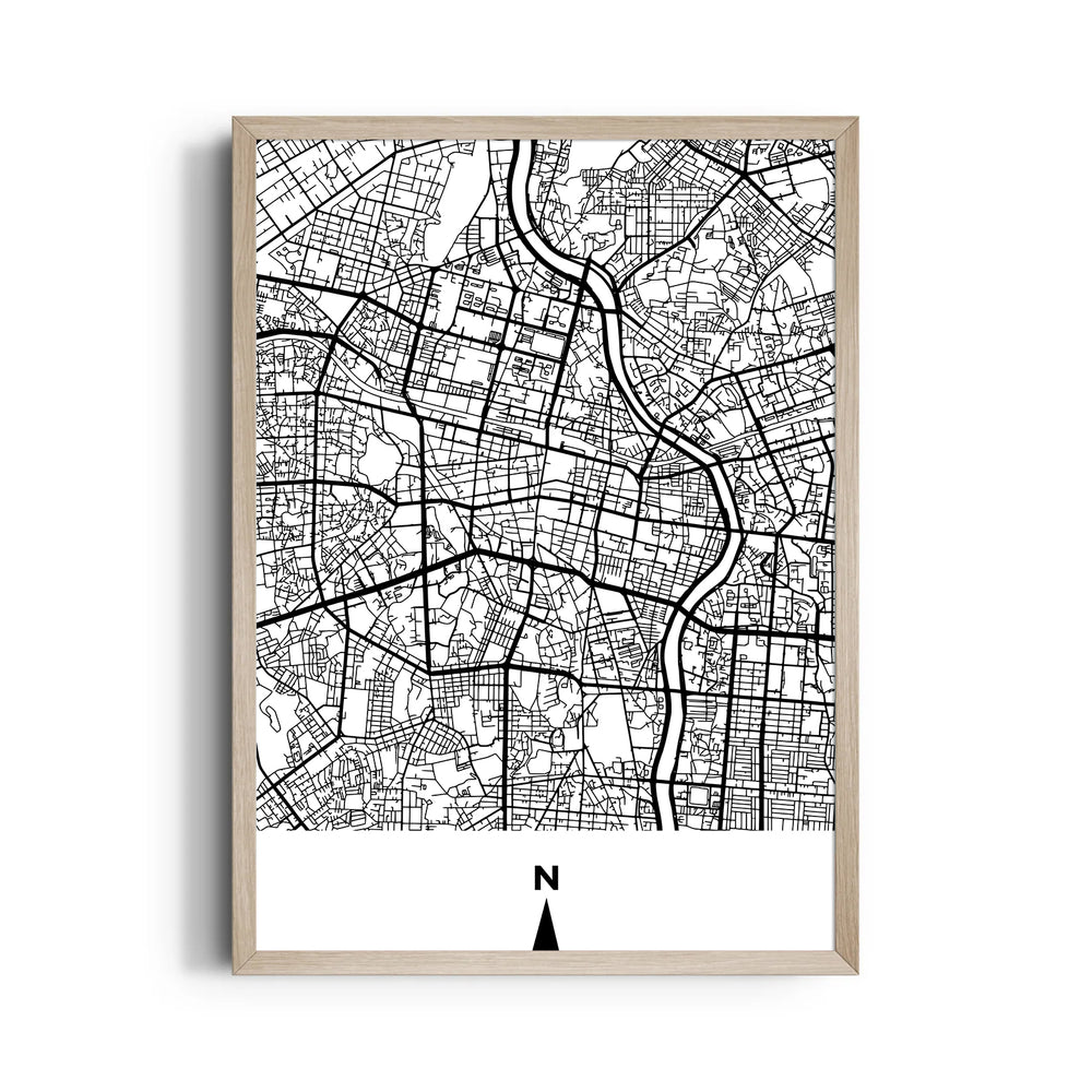 Metropolitan River Grid - street map wall art