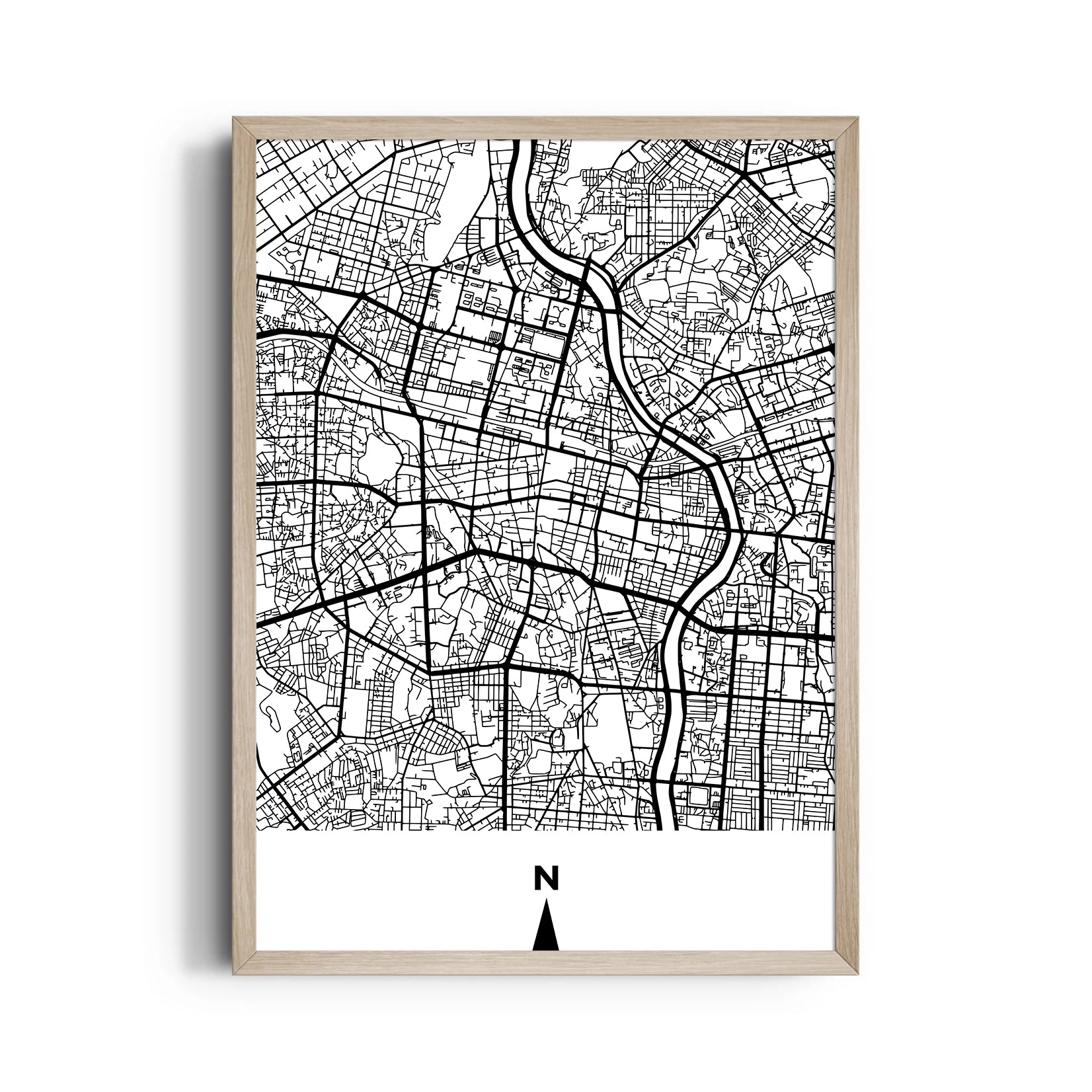 Metropolitan River Grid - street map wall art