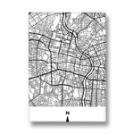 Metropolitan River Grid - street map wall art