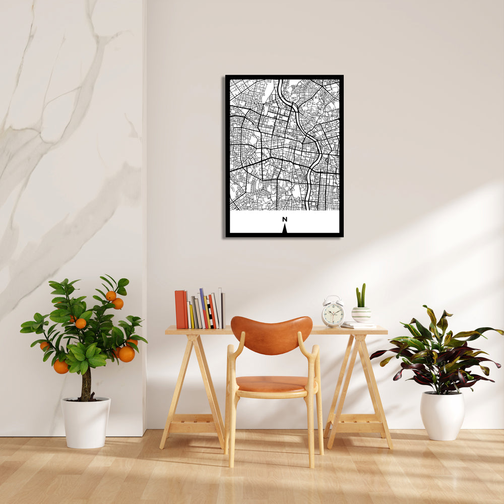 Metropolitan River Grid - street map wall art