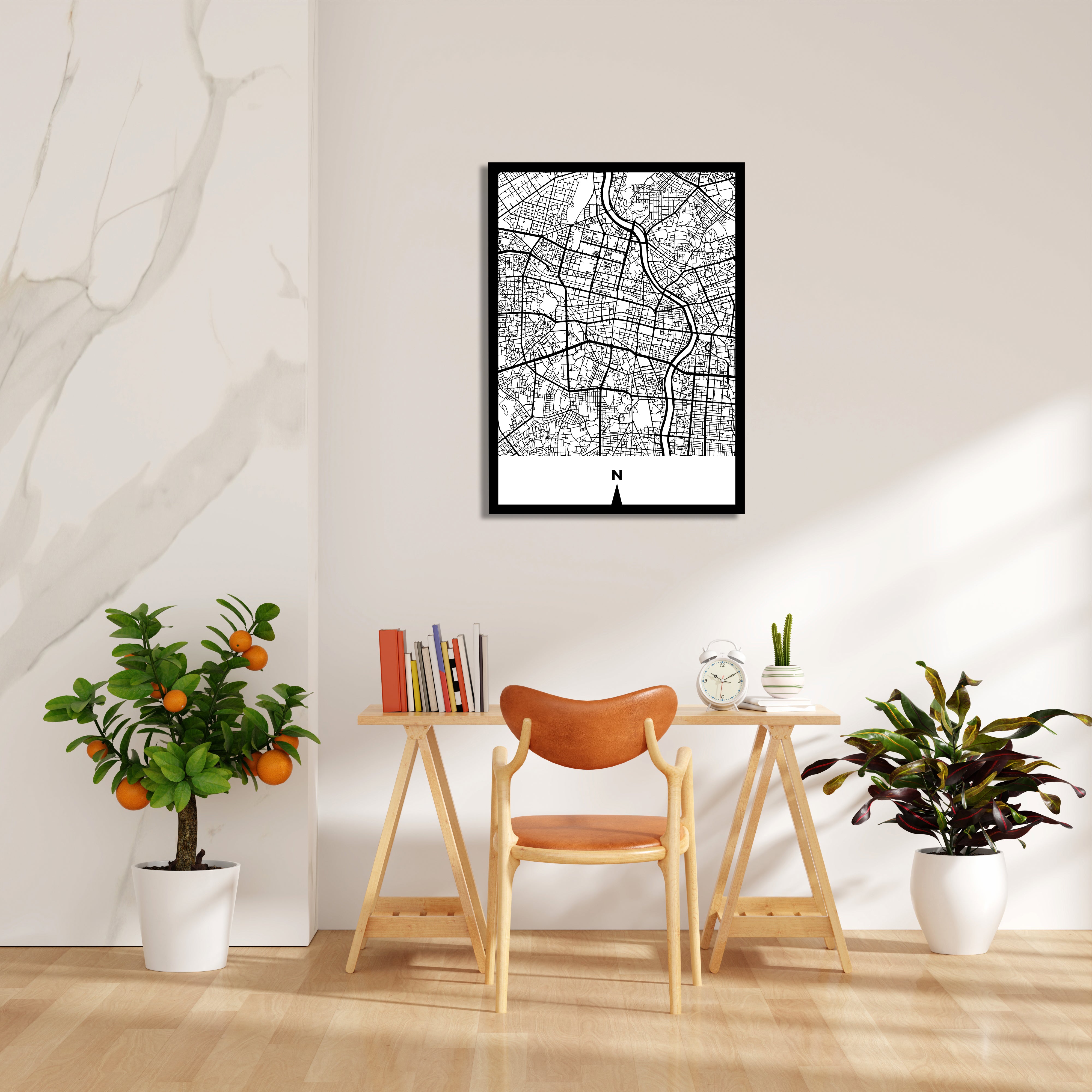 Metropolitan River Grid - street map wall art