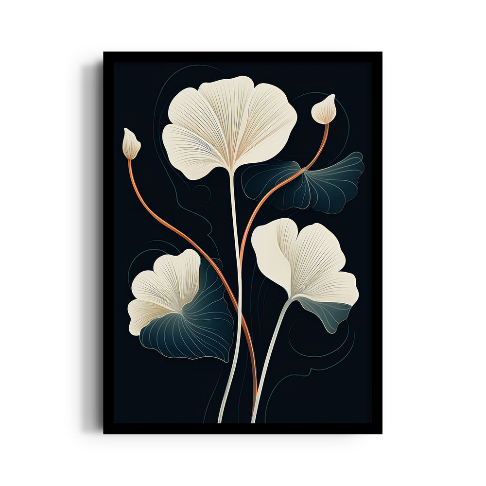 Midnight Ginkgo Bloom - Botanical Wall Art