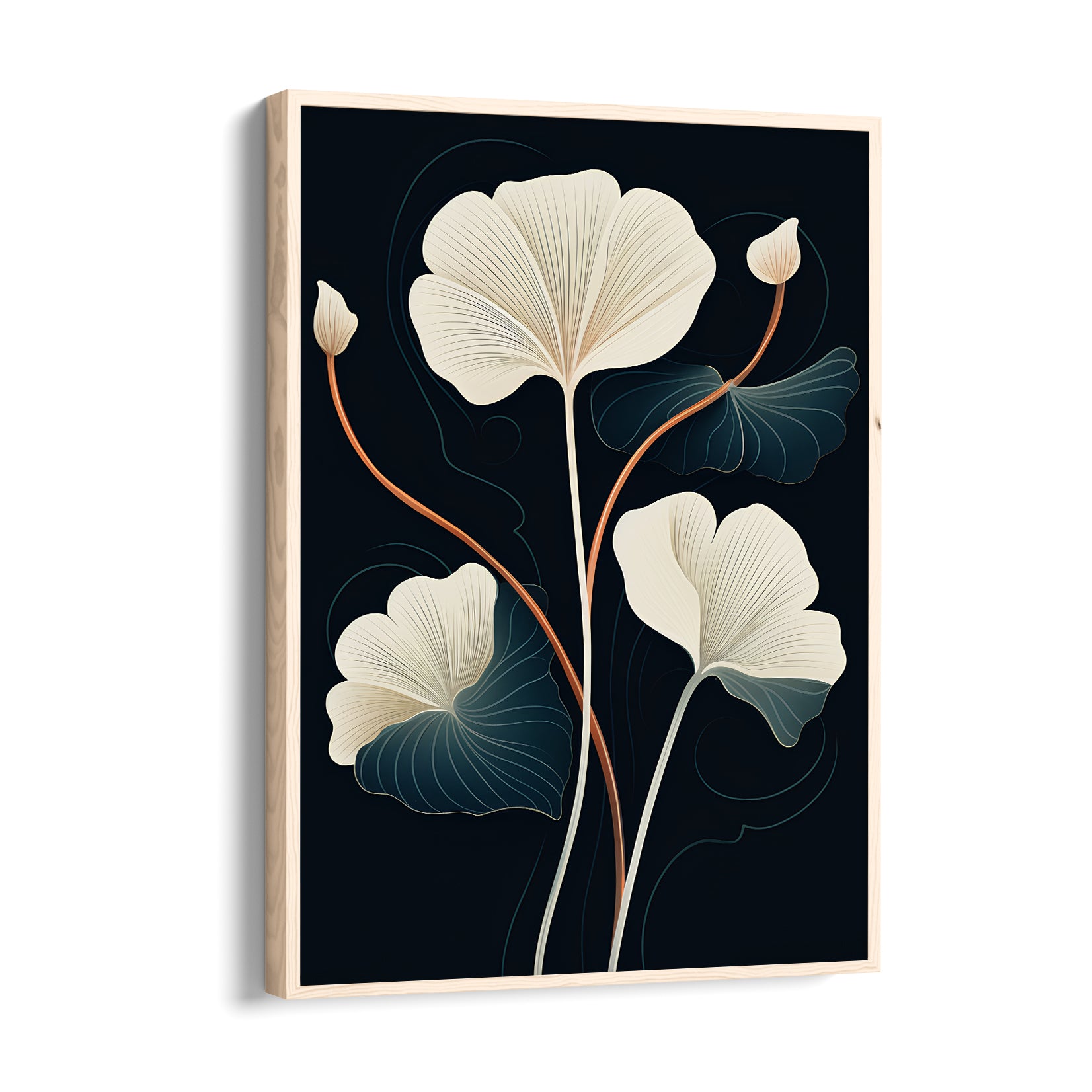 Midnight Ginkgo Bloom - Botanical Wall Art