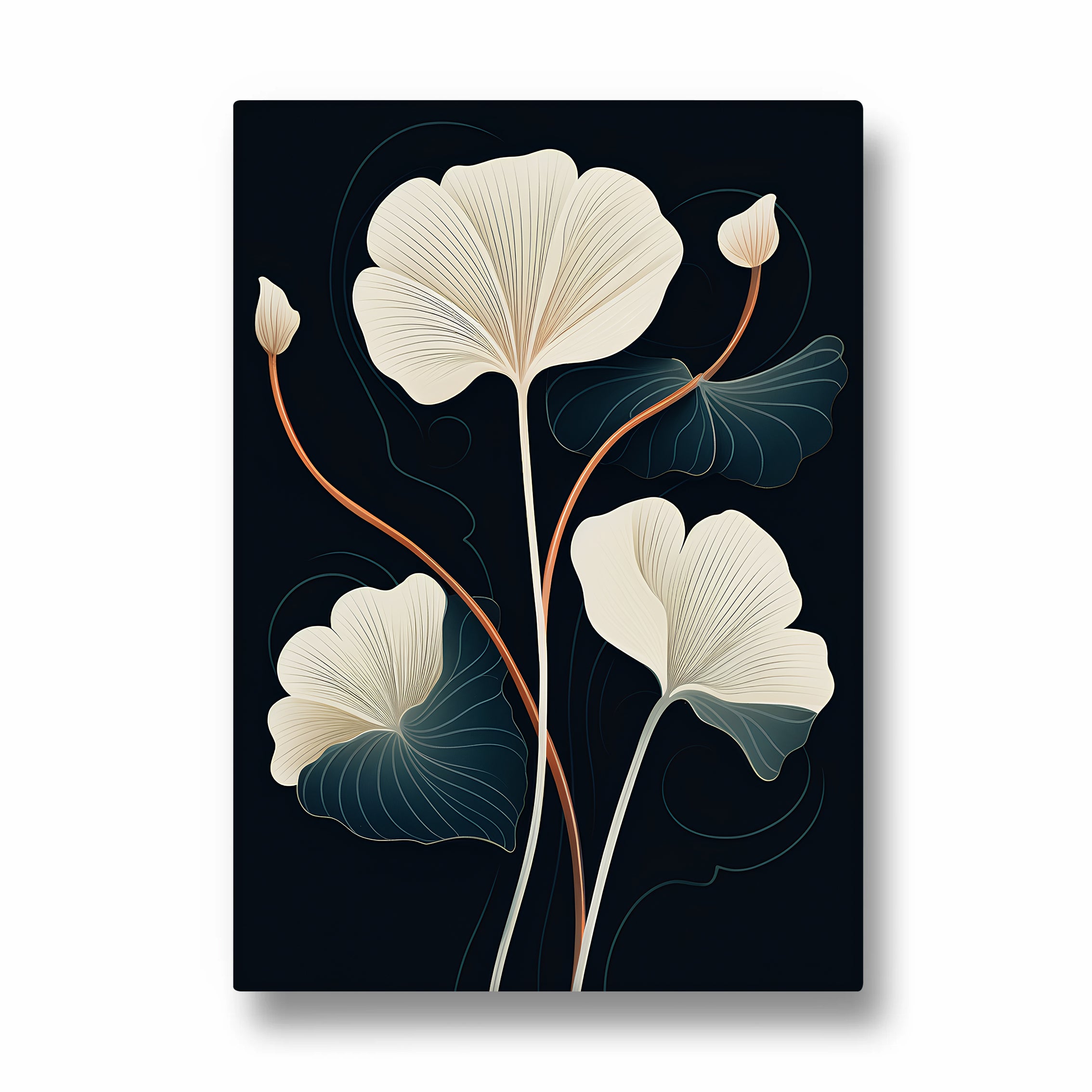 Midnight Ginkgo Bloom - Botanical Wall Art