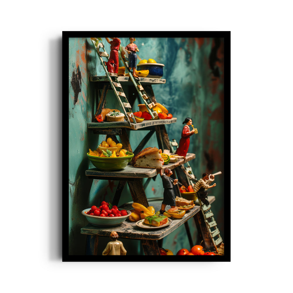 Miniature Market Feast - Whimsical Food Art Wall Decor - Pillow Fights
