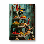 Miniature Market Feast - Whimsical Food Art Wall Decor - Pillow Fights