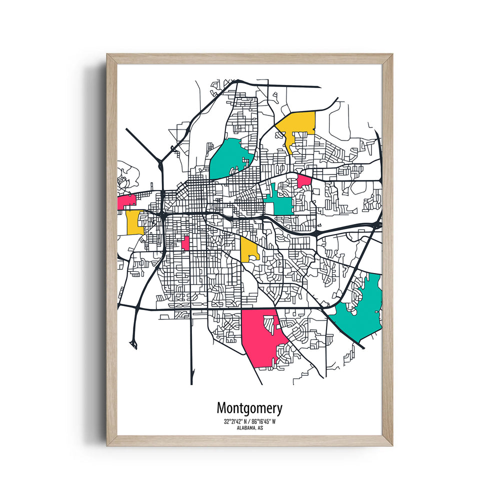 Montgomery Color Blocks - street map wall art