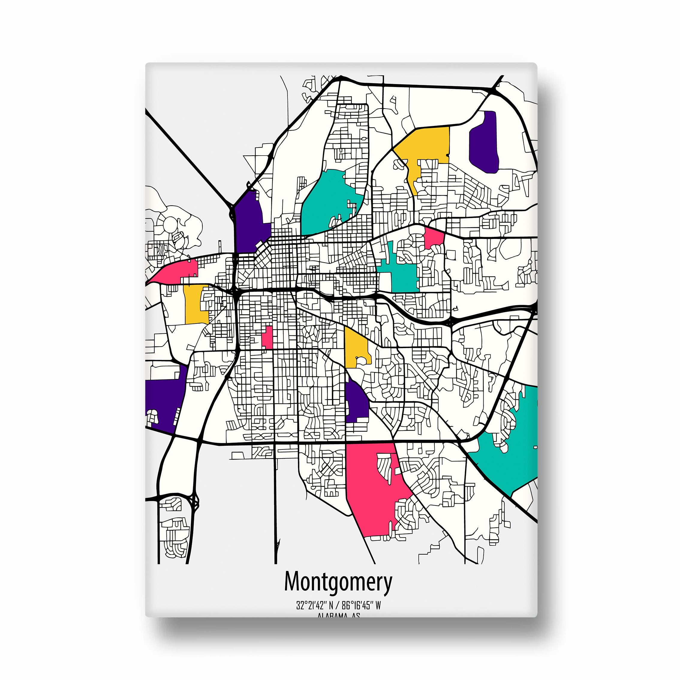 Montgomery Vibrant Districts - street map wall art